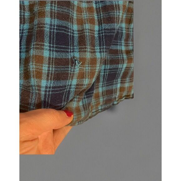 Carbon 2 Cobolt Men's Plaid Blue Brown Shirt‎ Large - Picture 5 of 7